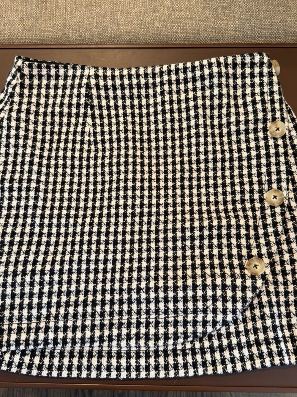 Anthropologie Maeve Houndstooth Button-Front Mini Skirt - Black & White - Picture 2 of 6